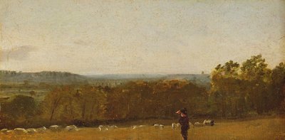 A Shepherd in a Landscape Looking Across Dedham Vale Towards Langham by John Constable